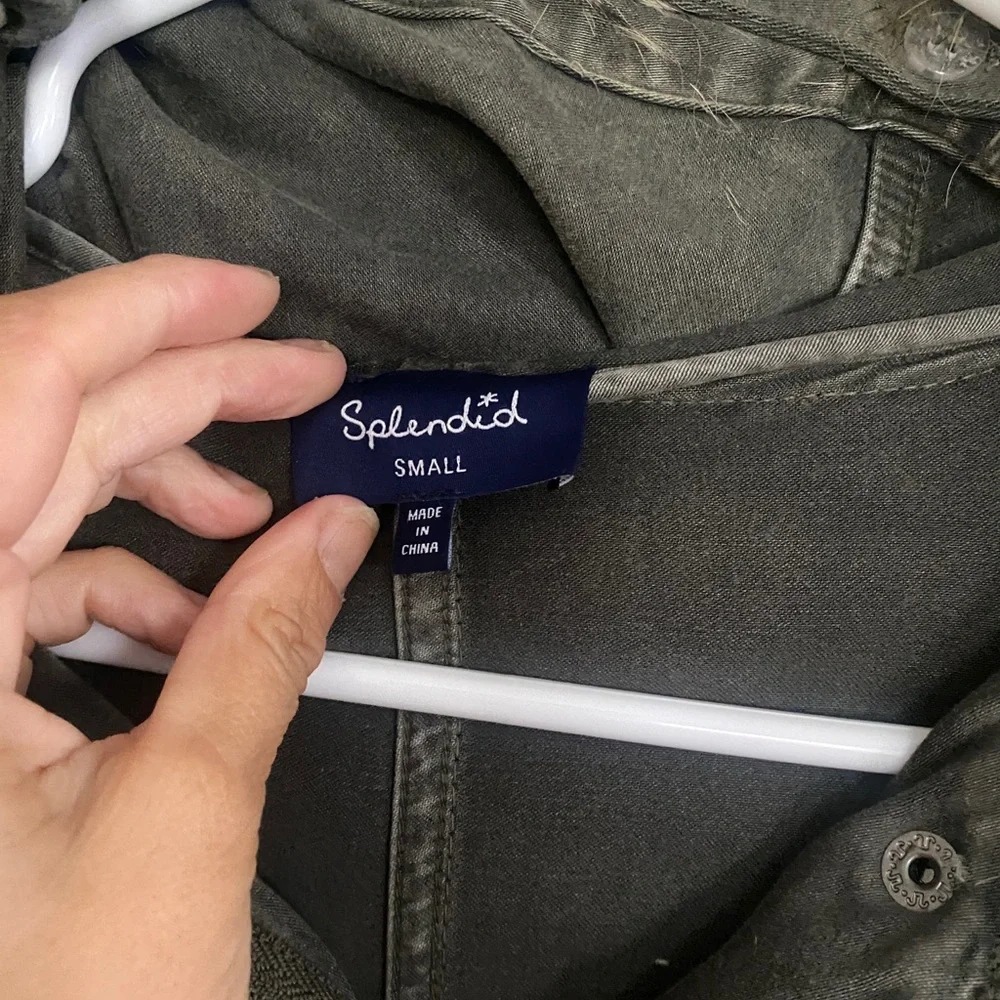 Splendid Dune Faux Fur Trim Cargo Anorak Jacket in Vintage Army size Small - Picture 11 of 11